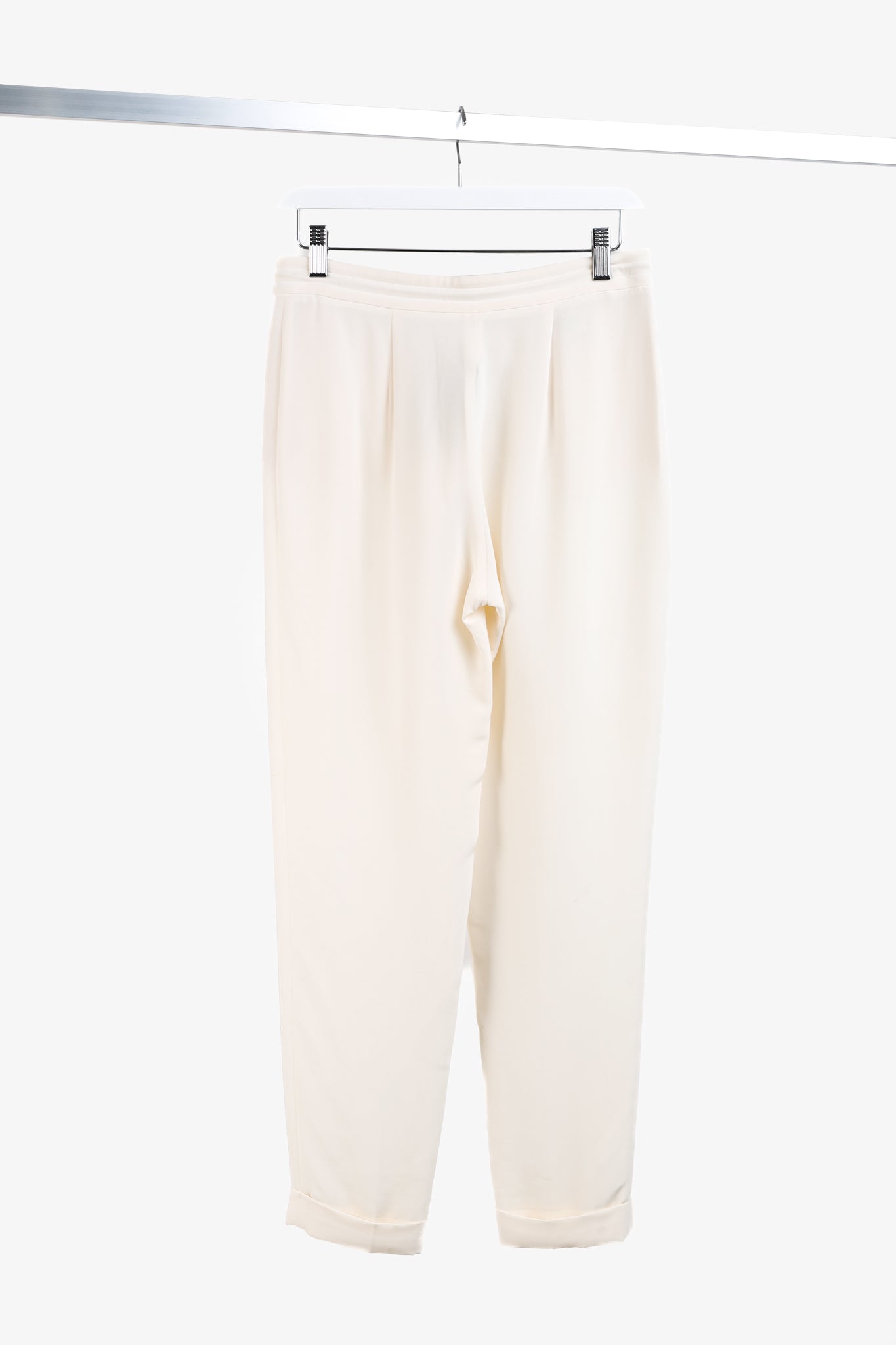 Loro Piana Cream Silk Crepe Drawstring Trousers