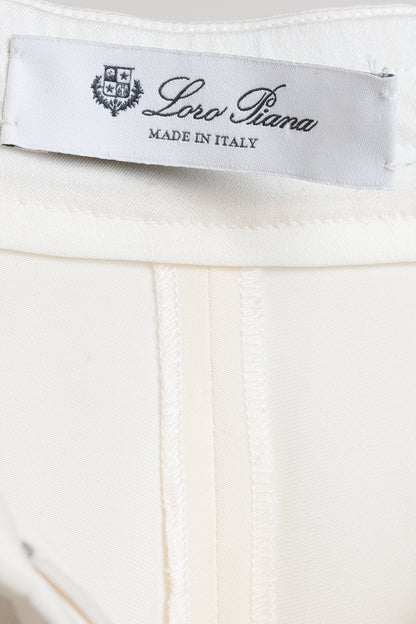 Loro Piana Cream Silk Crepe Drawstring Trousers