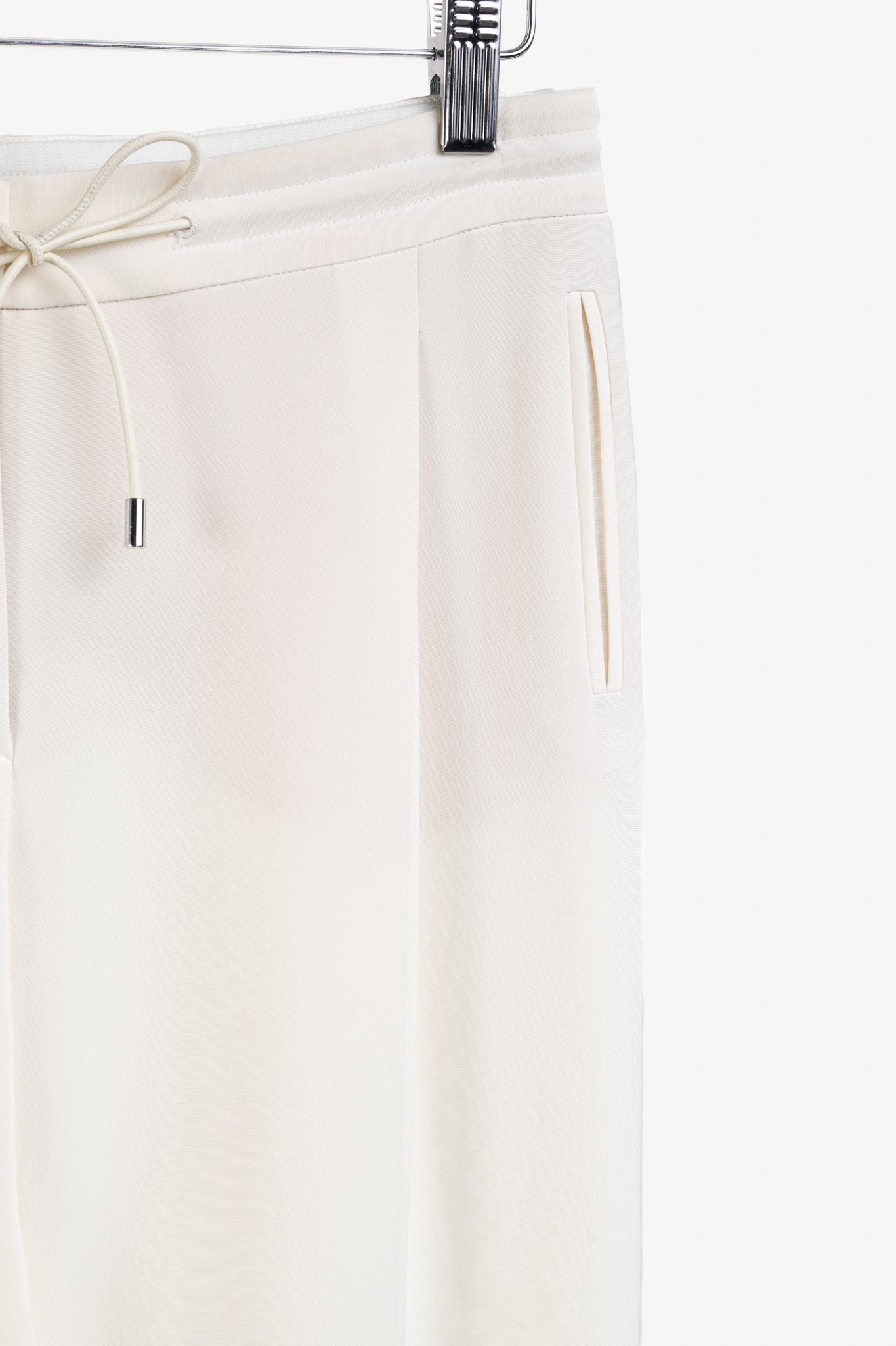 Loro Piana Cream Silk Crepe Drawstring Trousers