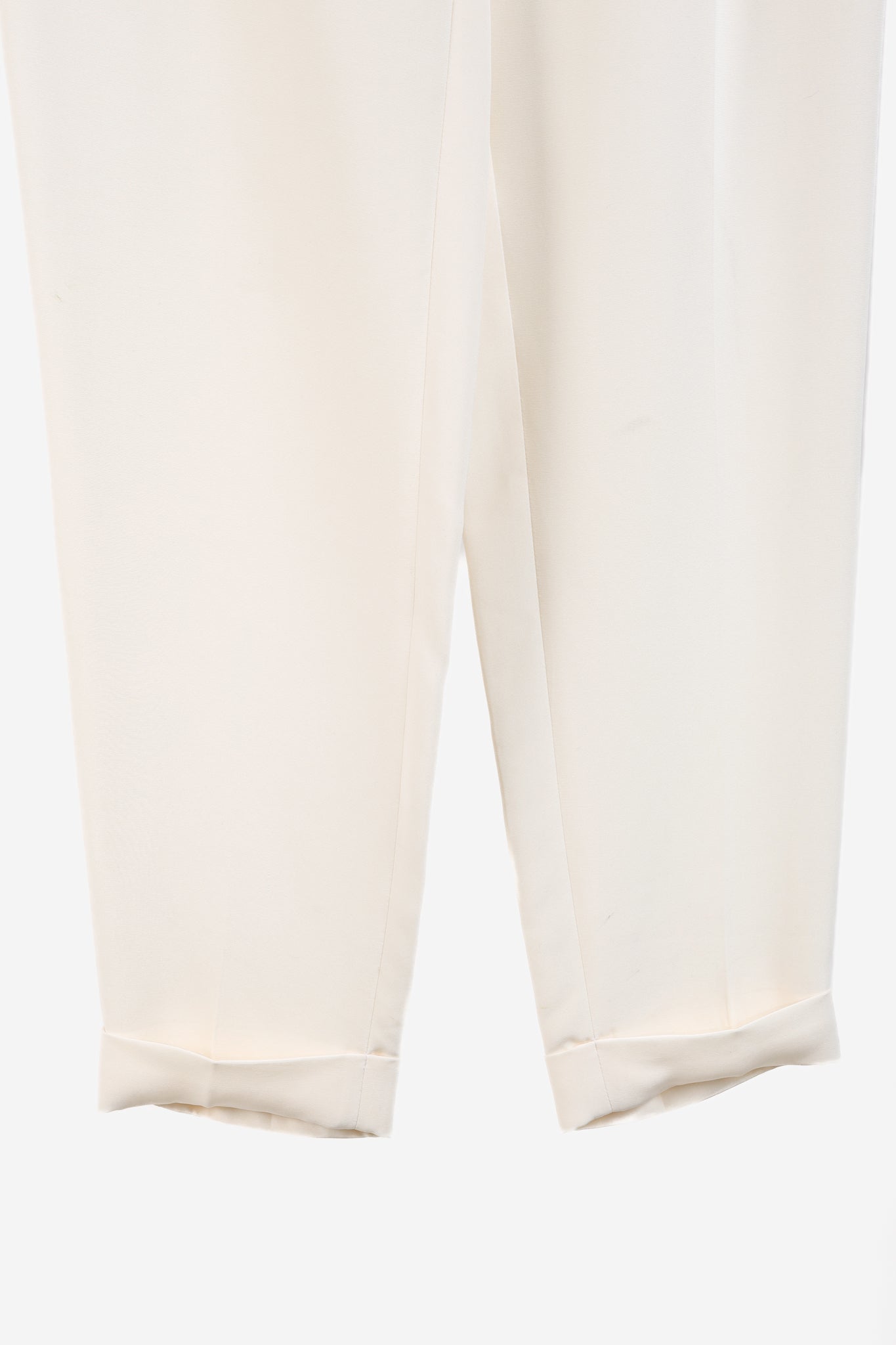 Loro Piana Cream Silk Crepe Drawstring Trousers