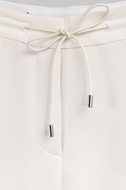 Loro Piana Cream Silk Crepe Drawstring Trousers