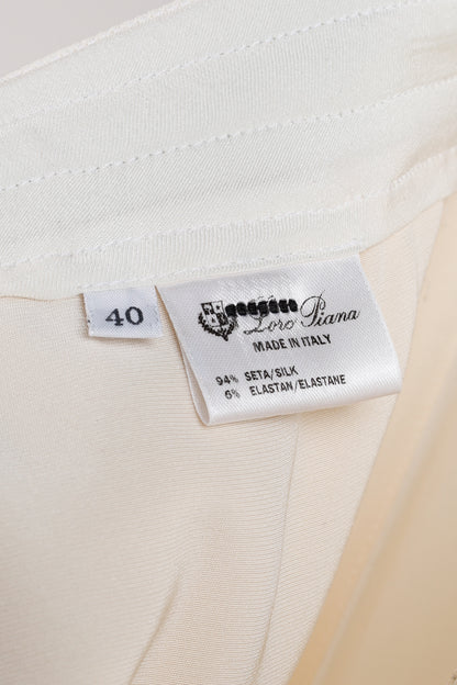 Loro Piana Cream Silk Crepe Drawstring Trousers