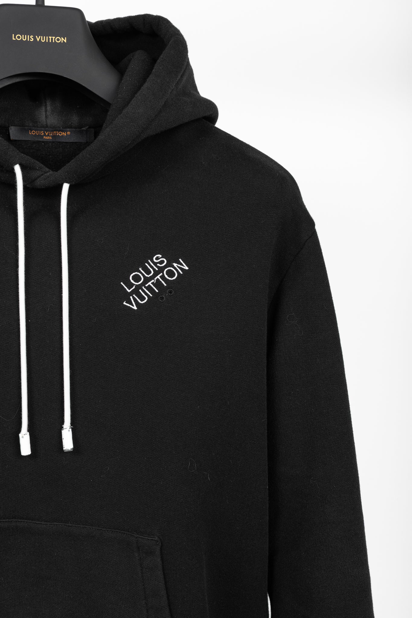 Louis Vuitton Black Embroidered Signature Cotton Hoodie