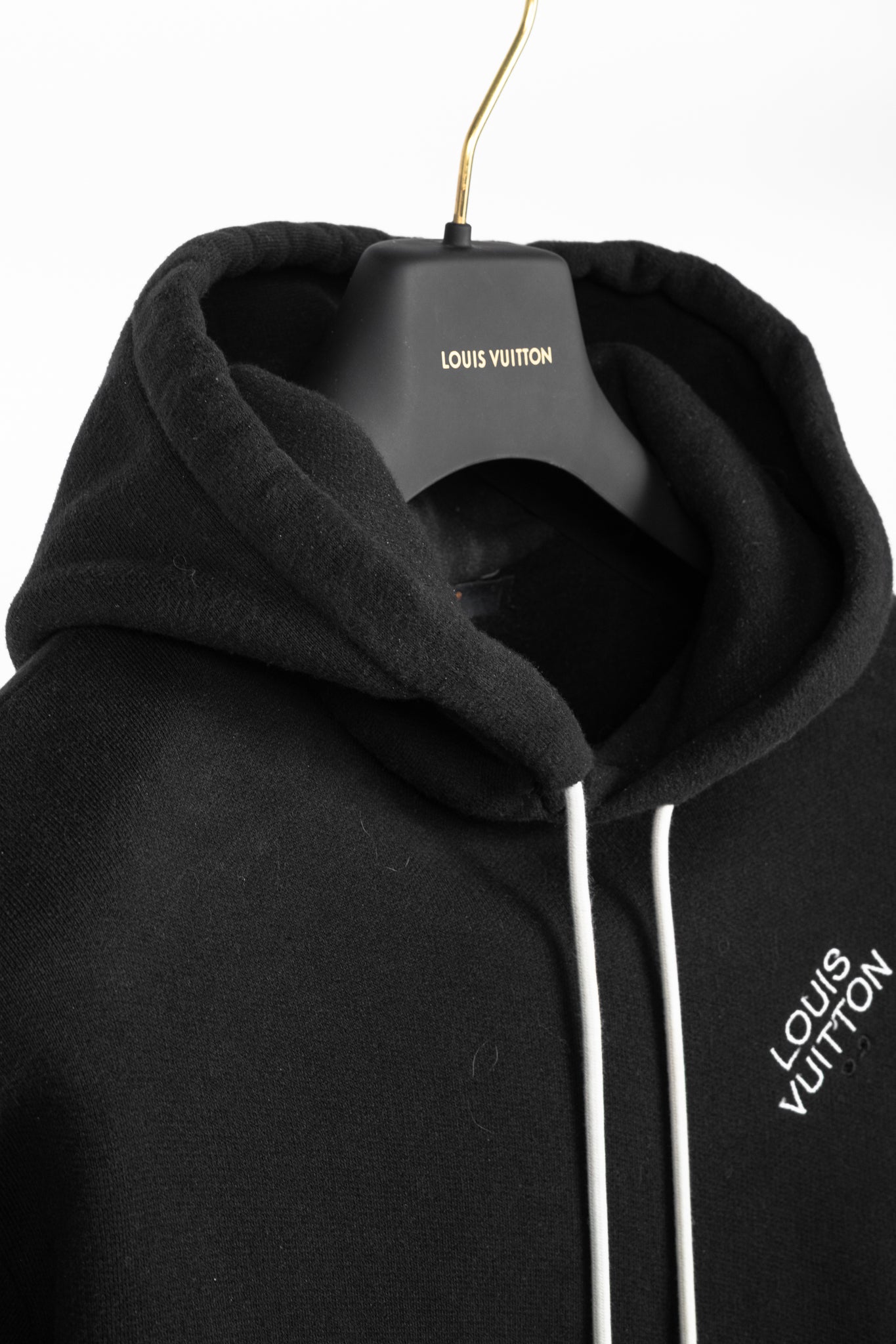 Louis Vuitton Black Embroidered Signature Cotton Hoodie