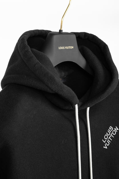 Louis Vuitton Black Embroidered Signature Cotton Hoodie