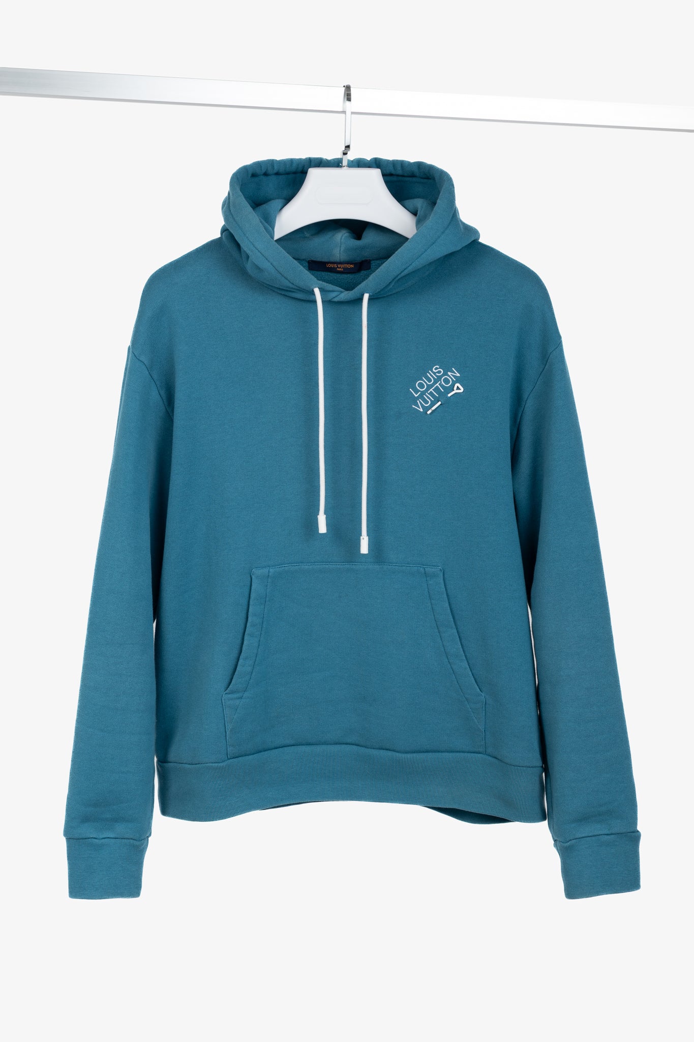 Louis Vuitton Pigeon Blue Embroidered Signature Cotton Hoodie