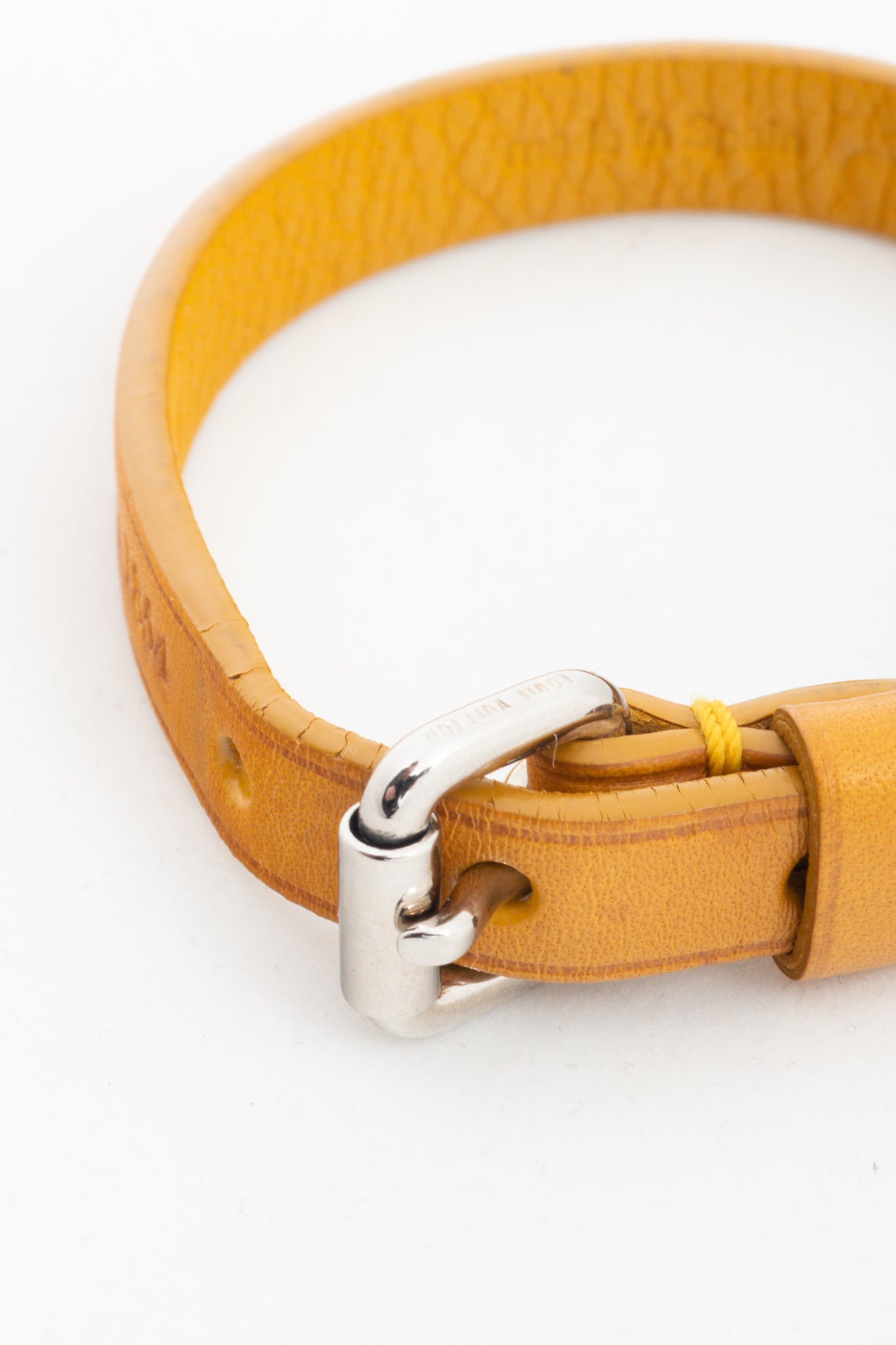 Louis Vuitton Mustard-Yellow Leather Logo-Stamped Bracelet