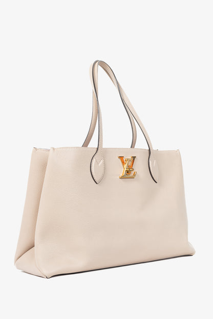 Louis Vuitton Lockme Greige Grained Calfskin Shopper Tote