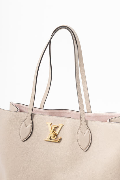 Louis Vuitton Lockme Greige Grained Calfskin Shopper Tote