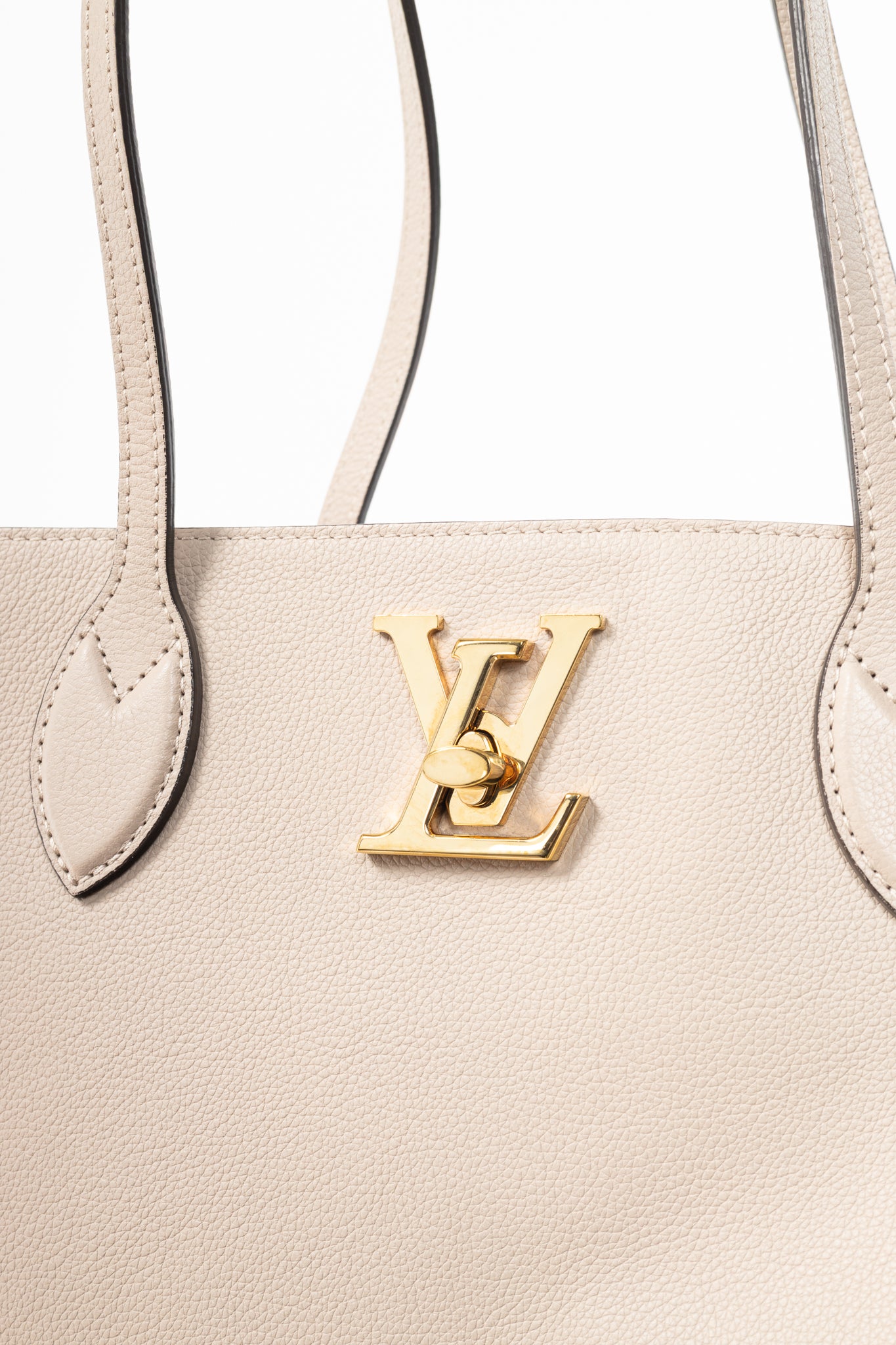 Louis Vuitton Lockme Greige Grained Calfskin Shopper Tote