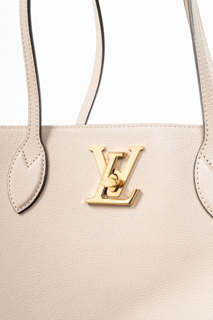 Louis Vuitton Lockme Greige Grained Calfskin Shopper Tote