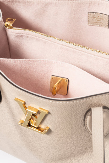 Louis Vuitton Lockme Greige Grained Calfskin Shopper Tote