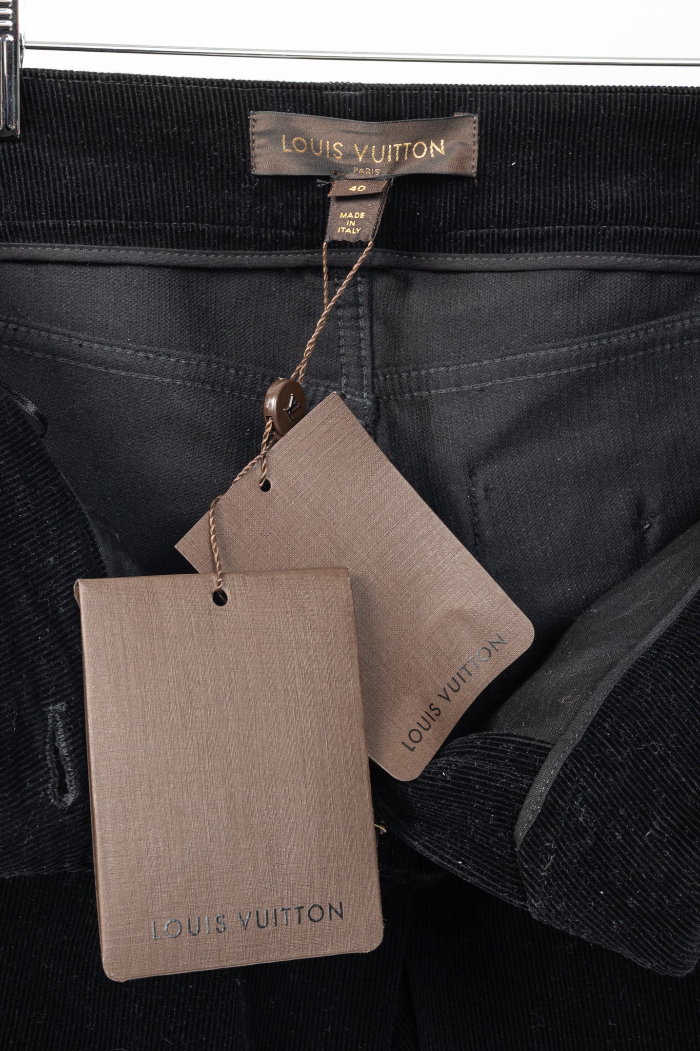 Louis Vuitton Black Corduroy Tonal-Trim Bootcut Pants