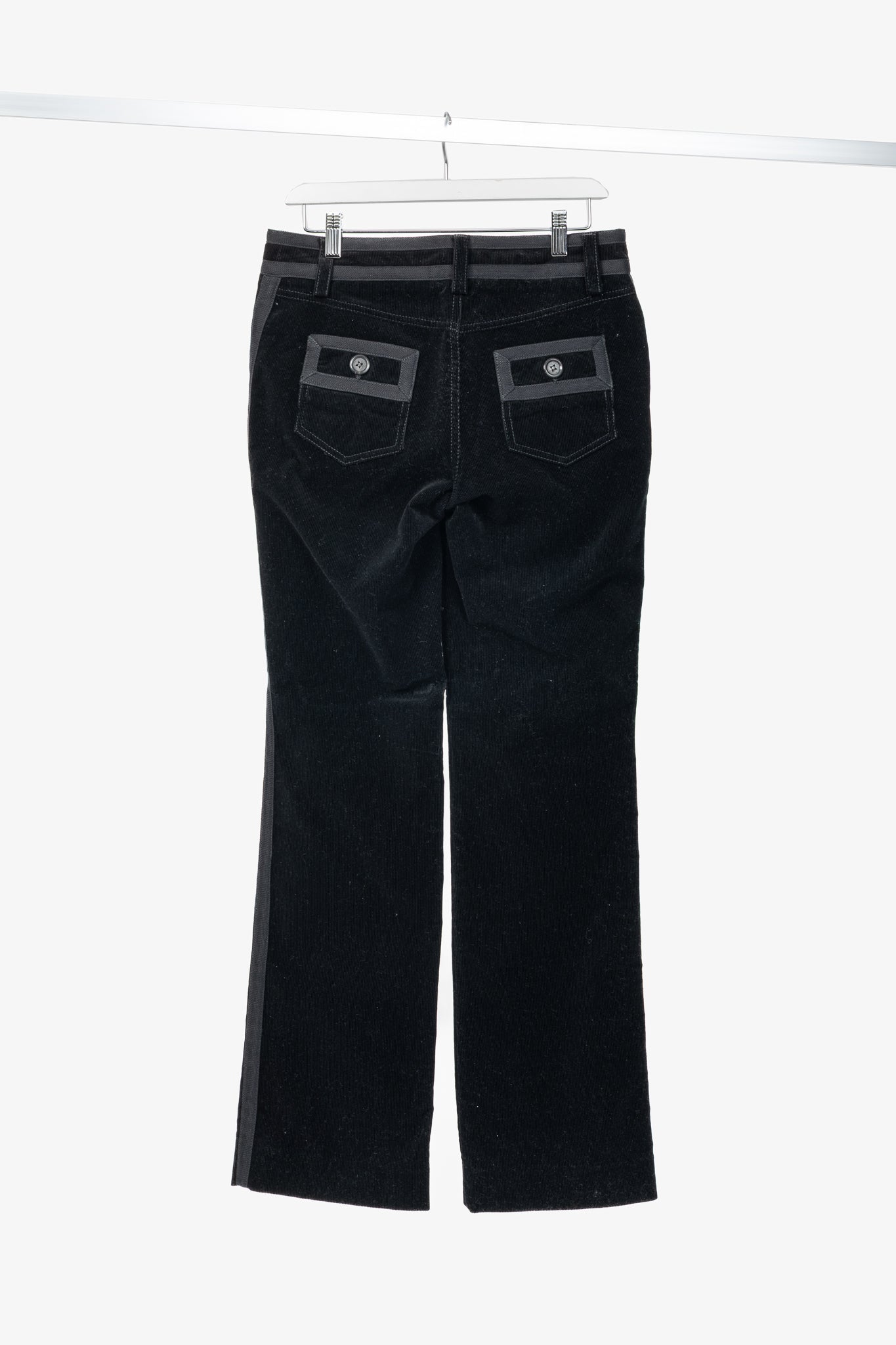 Louis Vuitton Black Corduroy Tonal-Trim Bootcut Pants