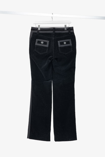 Louis Vuitton Black Corduroy Tonal-Trim Bootcut Pants