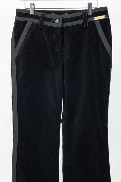 Louis Vuitton Black Corduroy Tonal-Trim Bootcut Pants