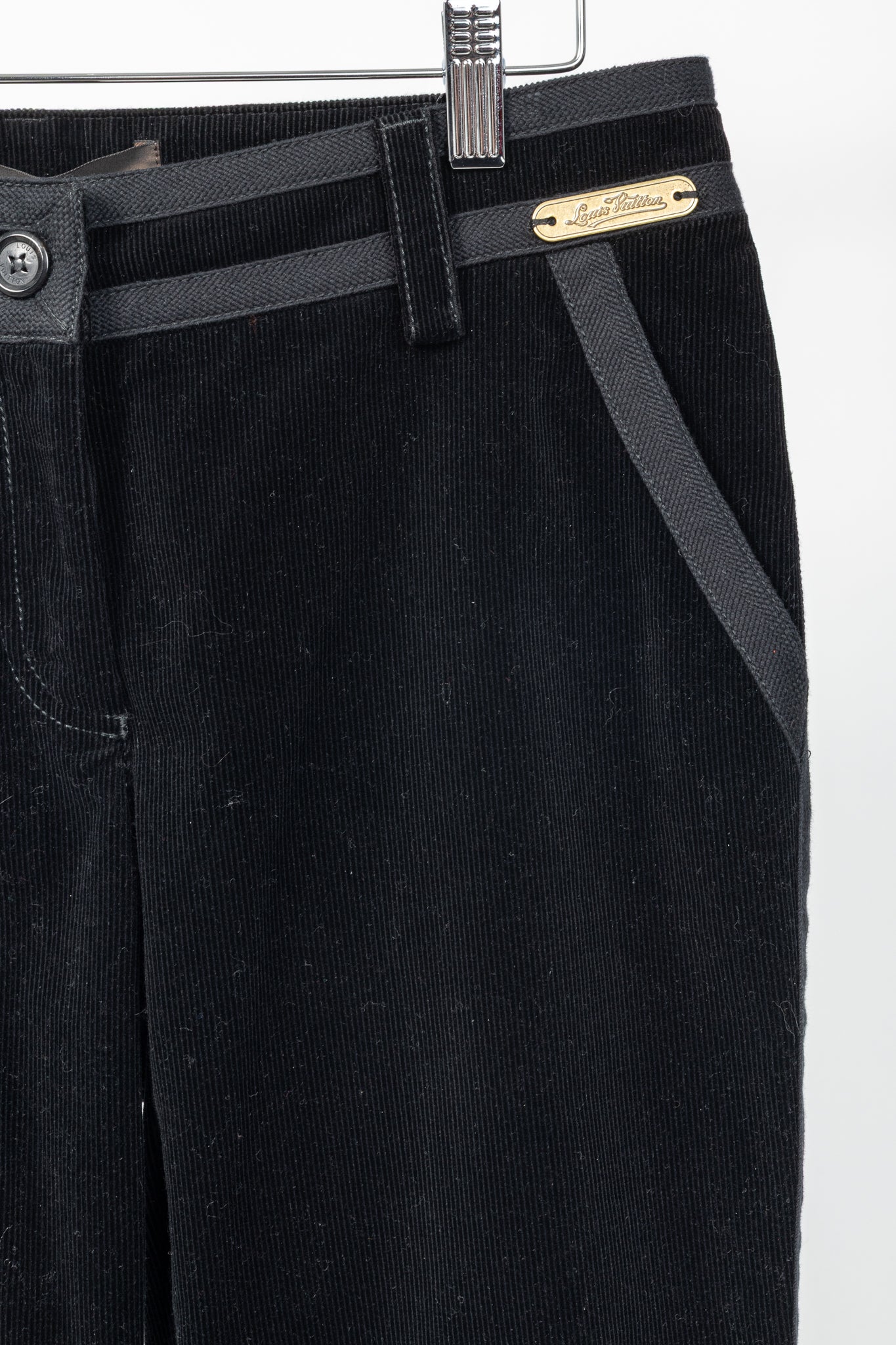 Louis Vuitton Black Corduroy Tonal-Trim Bootcut Pants
