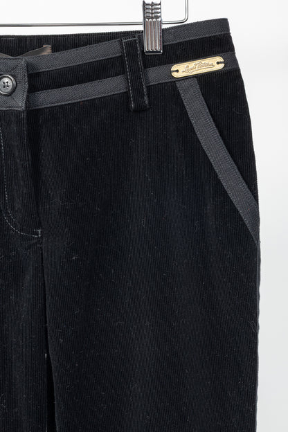 Louis Vuitton Black Corduroy Tonal-Trim Bootcut Pants