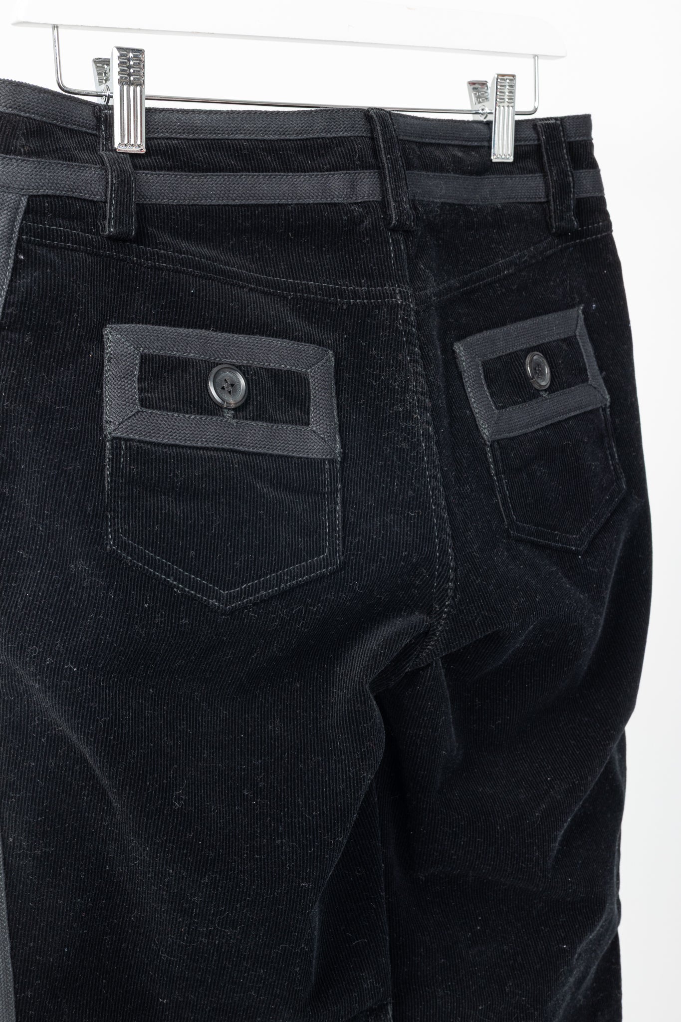Louis Vuitton Black Corduroy Tonal-Trim Bootcut Pants