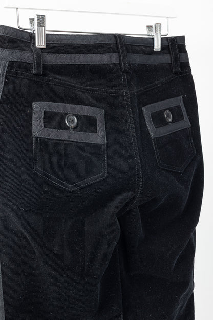 Louis Vuitton Black Corduroy Tonal-Trim Bootcut Pants