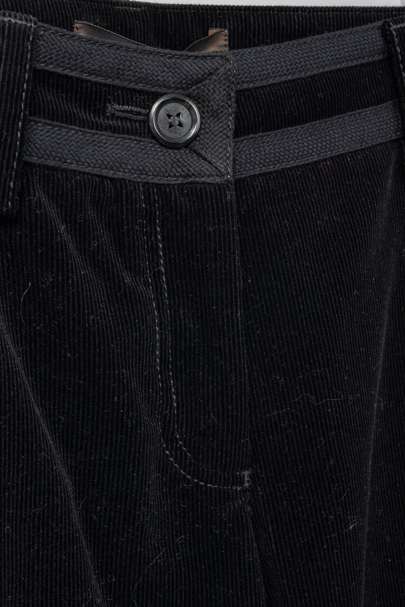 Louis Vuitton Black Corduroy Tonal-Trim Bootcut Pants