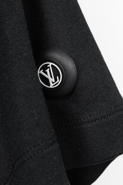 Louis Vuitton Vuittamins Black Cotton Jersey Logo T-Shirt Dress