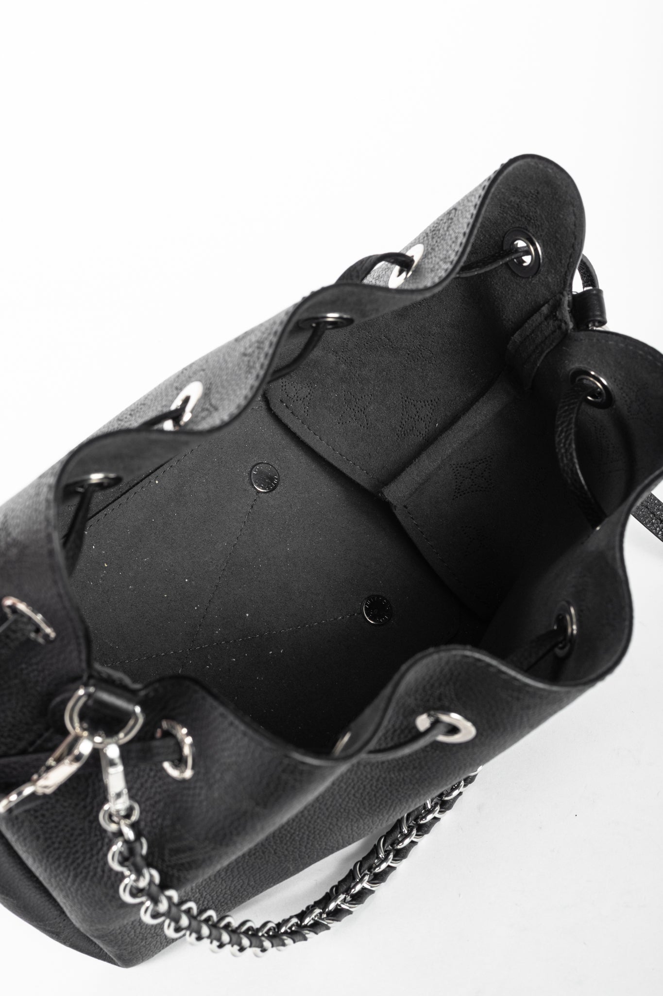Louis Vuitton Bella Black Mahina Leather Bucket Bag
