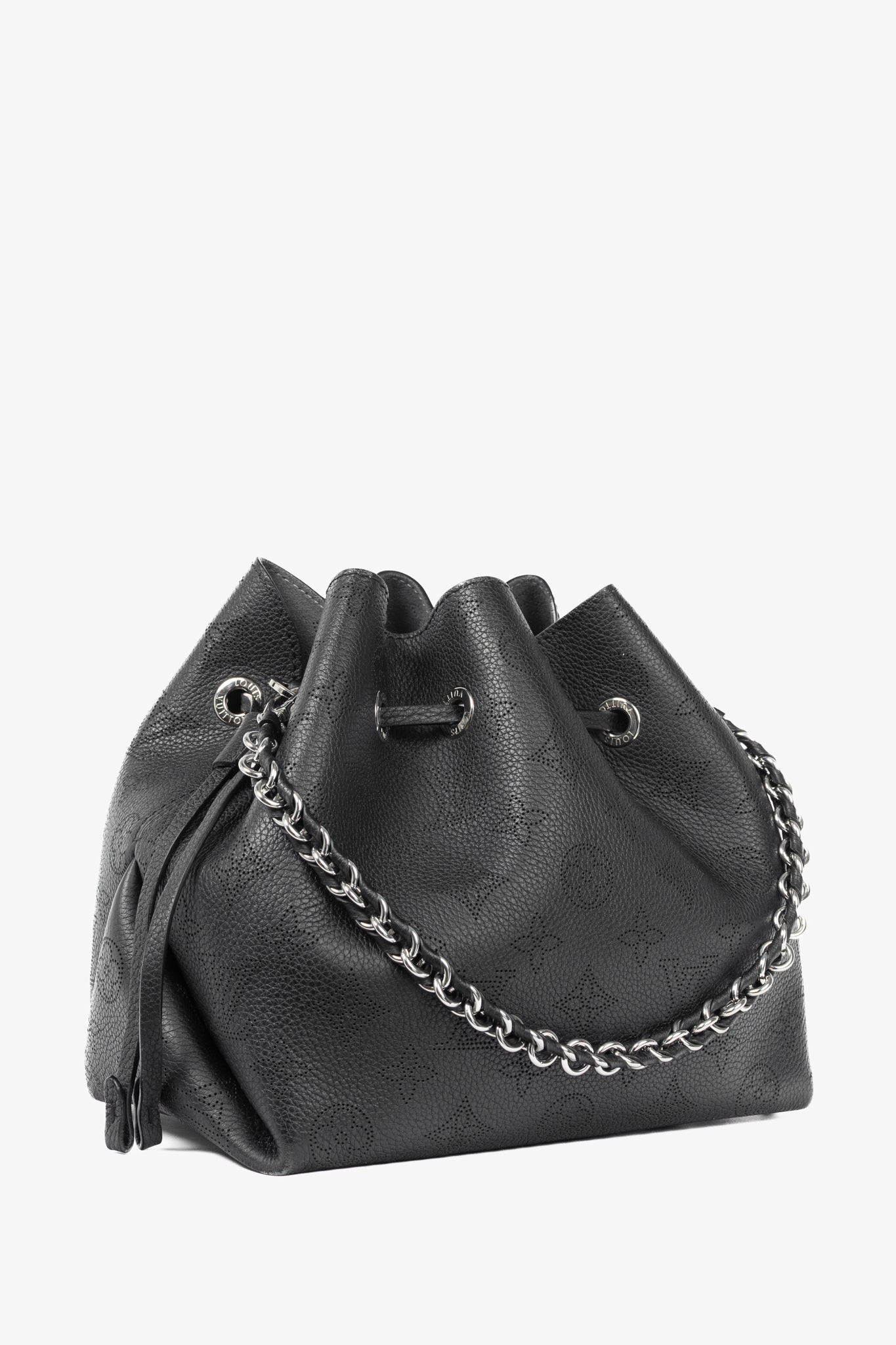Louis Vuitton Bella Black Mahina Leather Bucket Bag