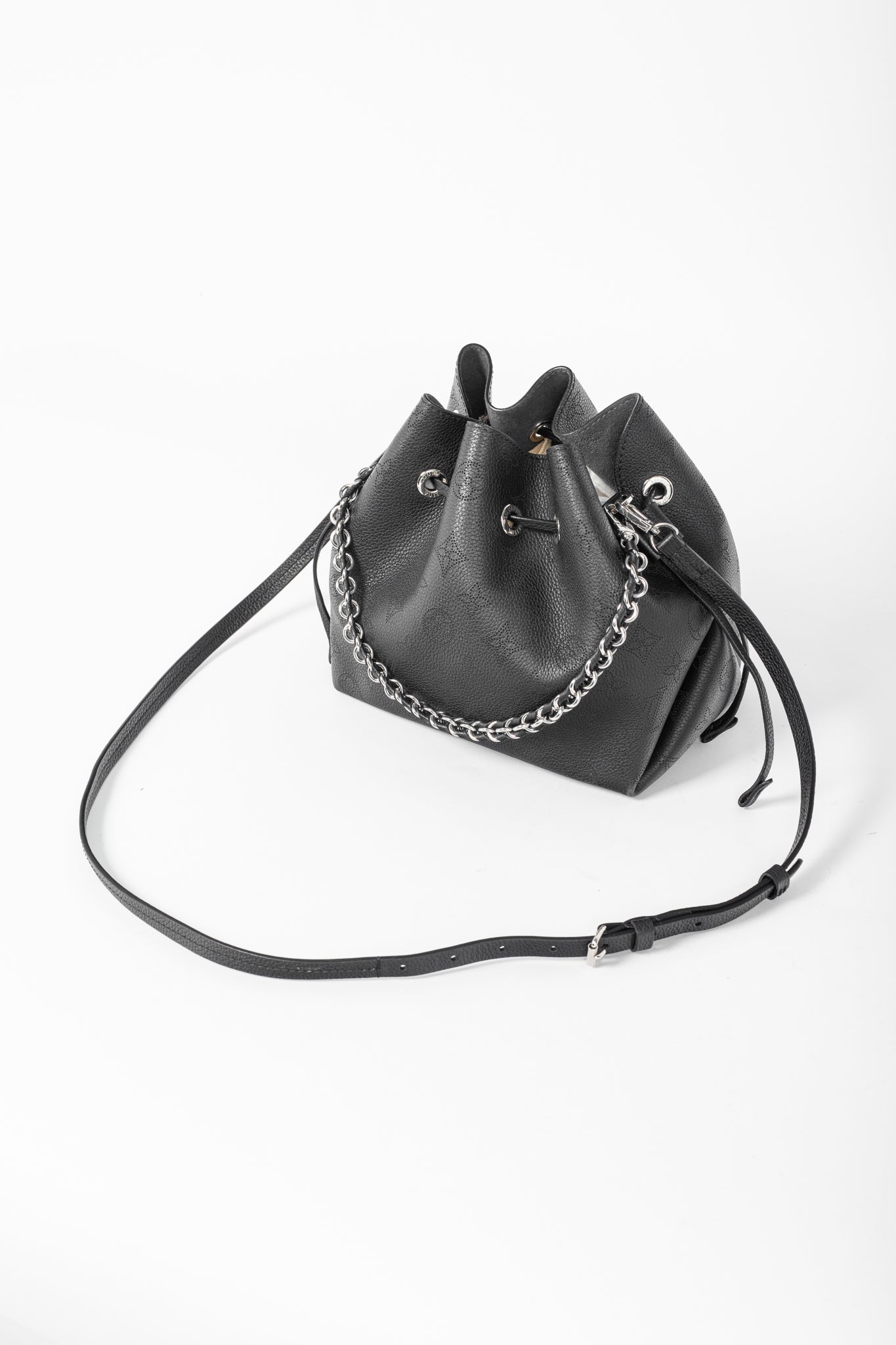 Louis Vuitton Bella Black Mahina Leather Bucket Bag
