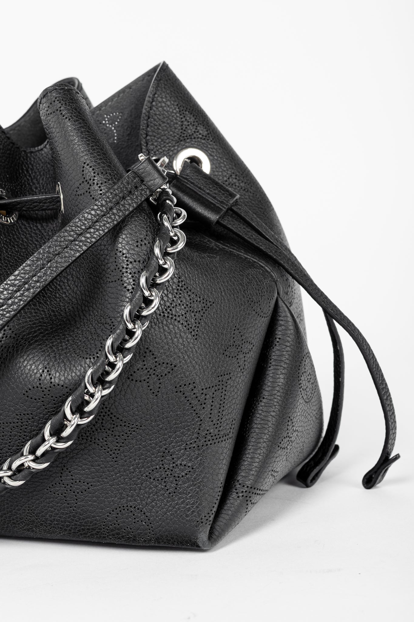 Louis Vuitton Bella Black Mahina Leather Bucket Bag