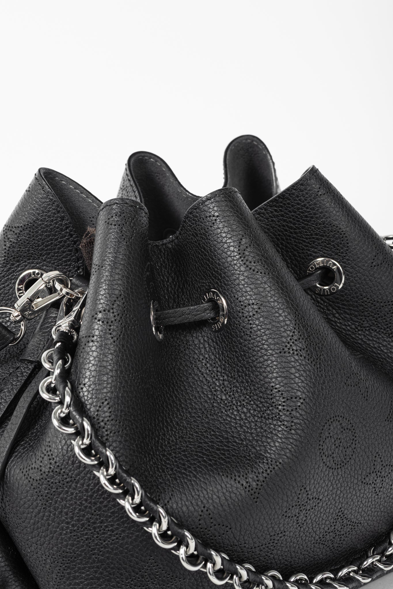 Louis Vuitton Bella Black Mahina Leather Bucket Bag