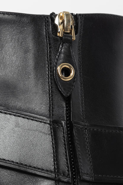 Louis Vuitton Black Leather Belted Booties