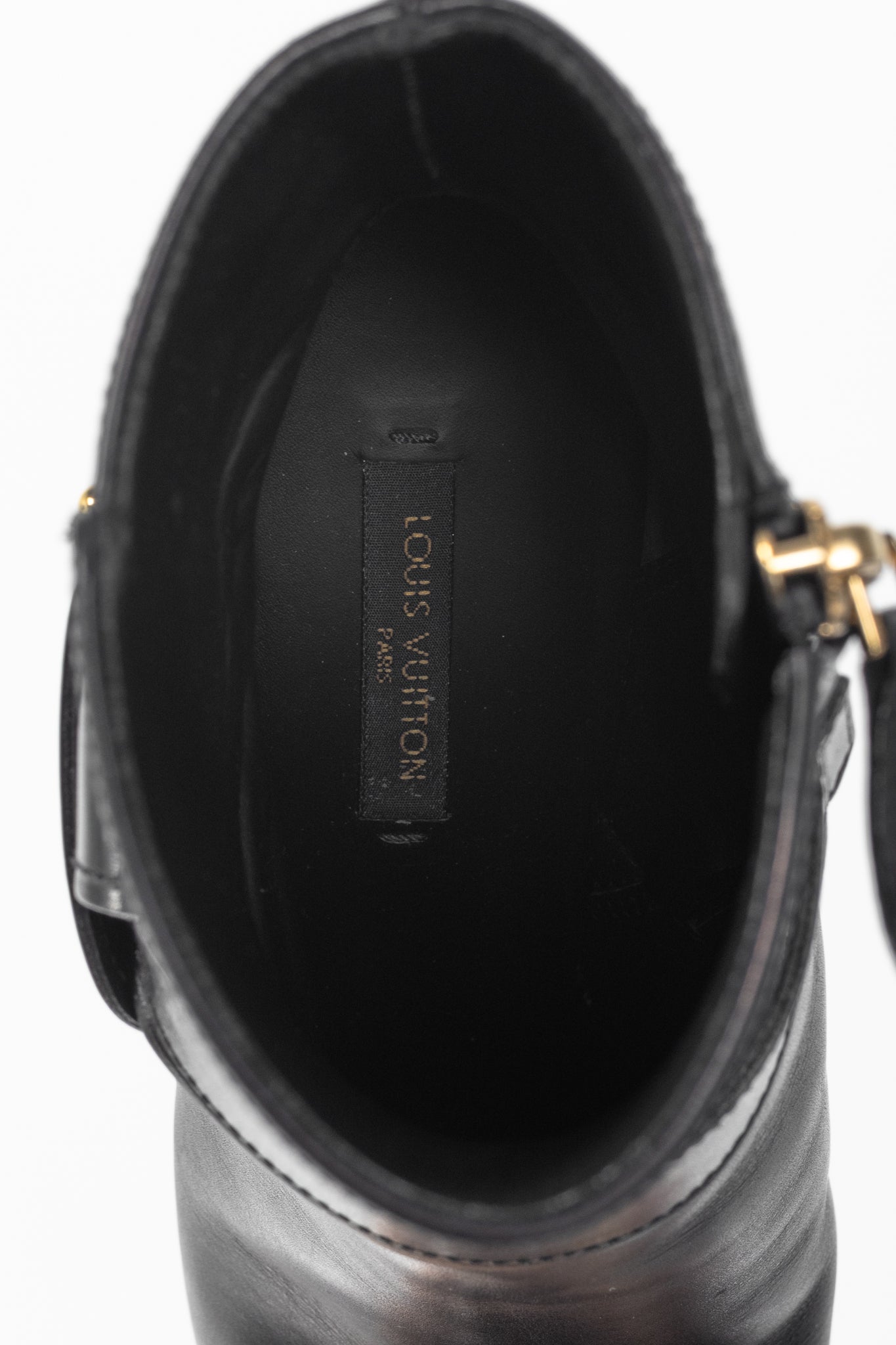 Louis Vuitton Black Leather Belted Booties