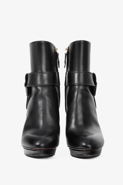 Louis Vuitton Black Leather Belted Booties