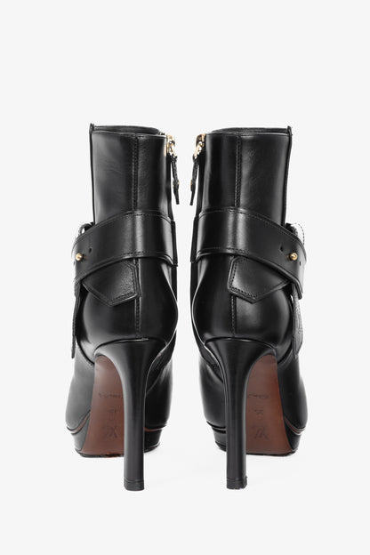 Louis Vuitton Black Leather Belted Booties