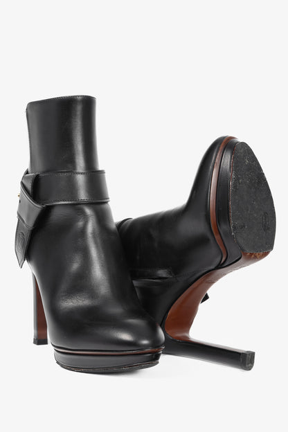 Louis Vuitton Black Leather Belted Booties