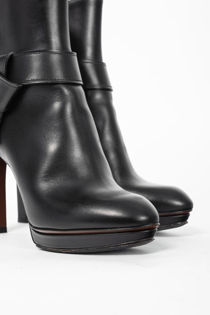 Louis Vuitton Black Leather Belted Booties