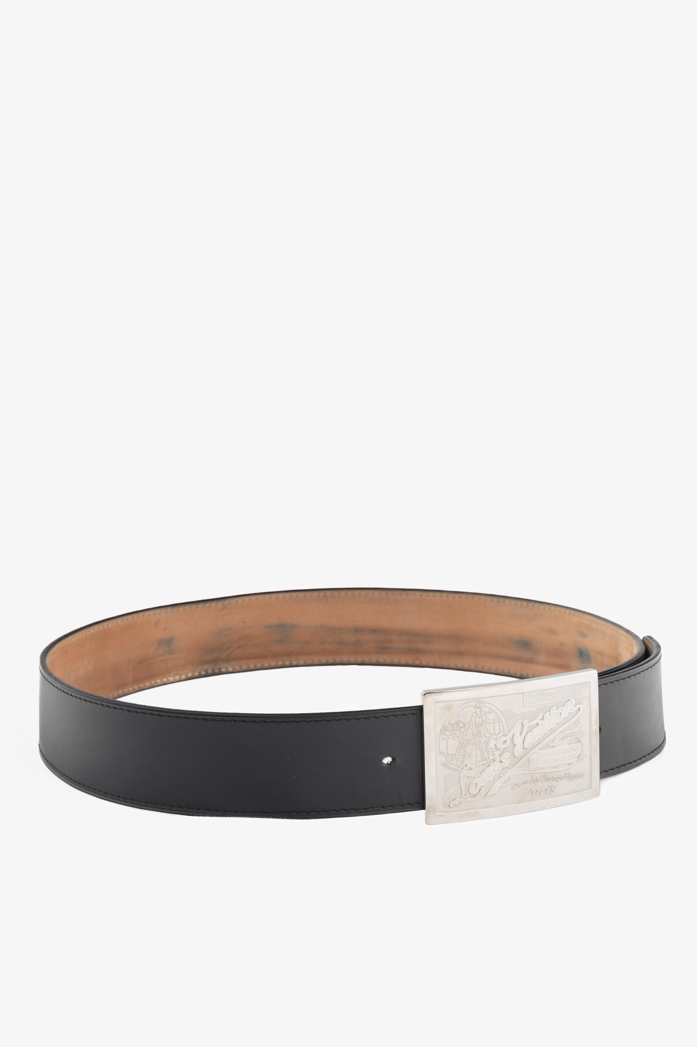 Louis Vuitton Jeans 45 Black Leather "Traveling Requisites" Belt