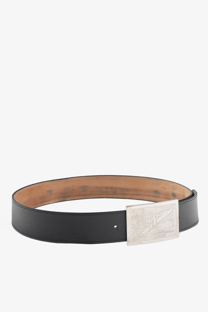 Louis Vuitton Jeans 45 Black Leather "Traveling Requisites" Belt