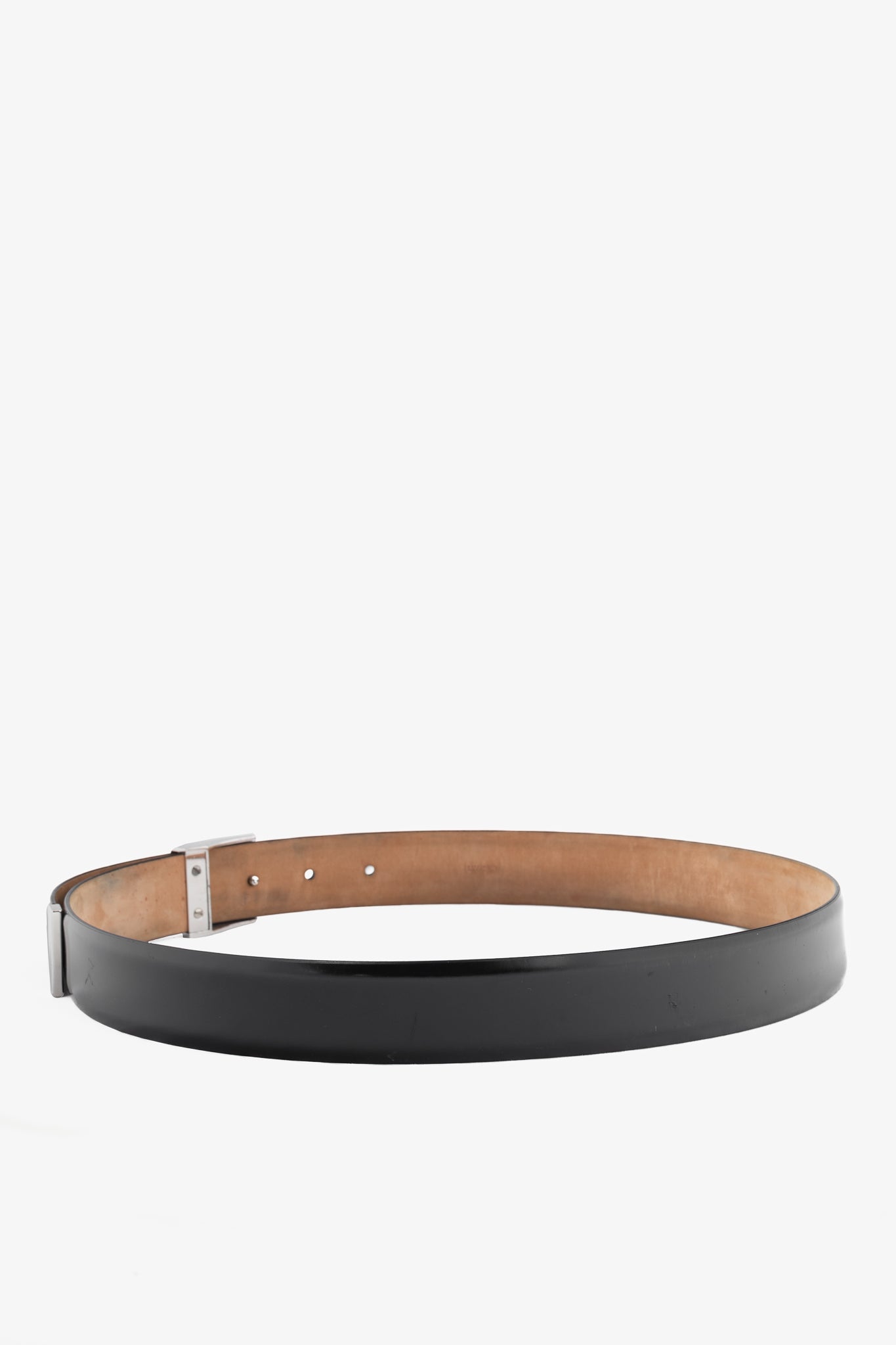 Louis Vuitton Black Leather Logo-Buckle Belt