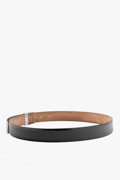 Louis Vuitton Black Leather Logo-Buckle Belt