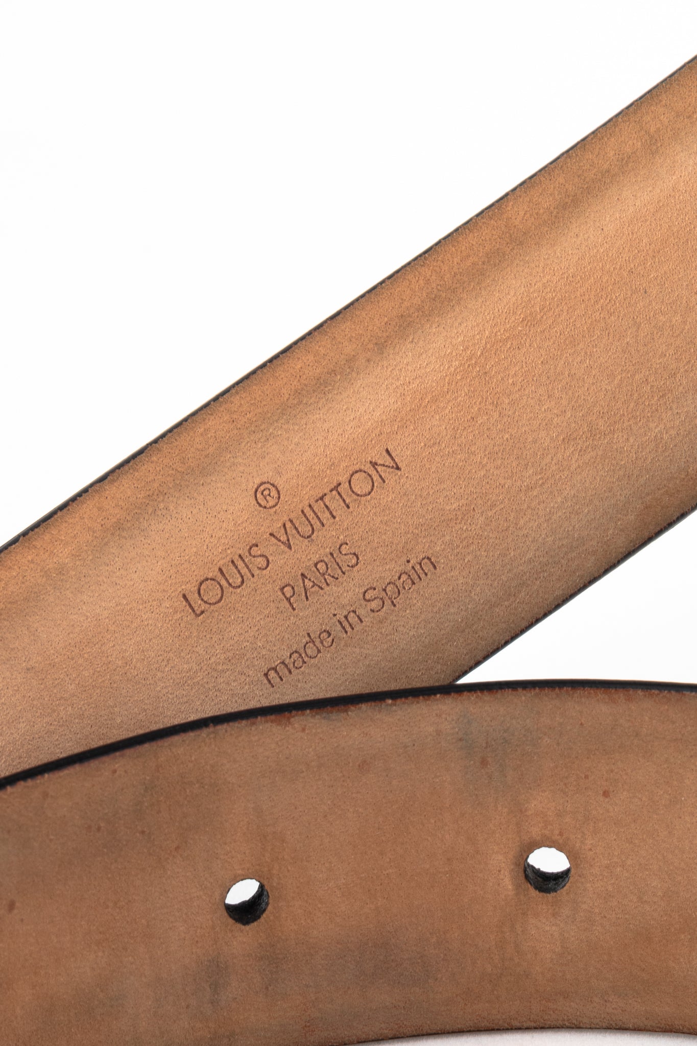 Louis Vuitton Black Leather Logo-Buckle Belt
