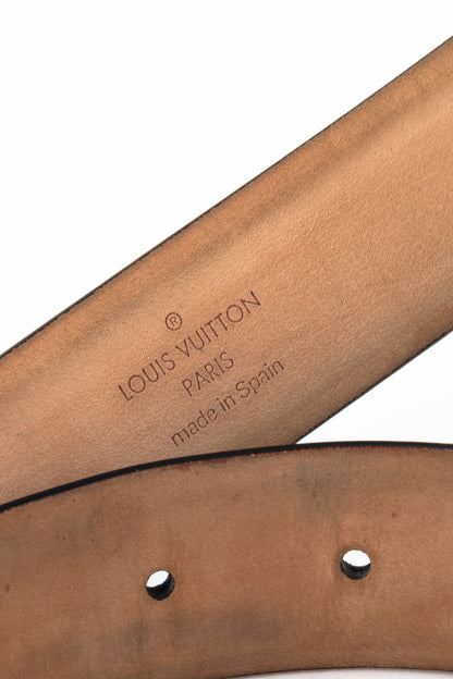 Louis Vuitton Black Leather Logo-Buckle Belt