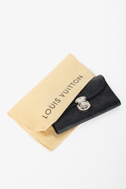 Louis Vuitton Amelia Black Mahina Perforated Leather Wallet