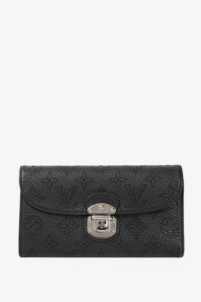 Louis Vuitton Amelia Black Mahina Perforated Leather Wallet