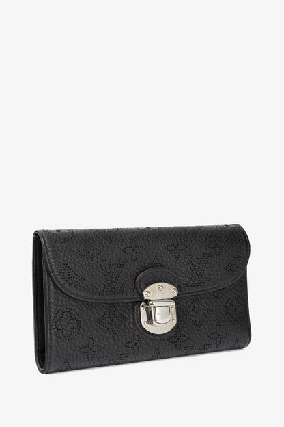 Louis Vuitton Amelia Black Mahina Perforated Leather Wallet