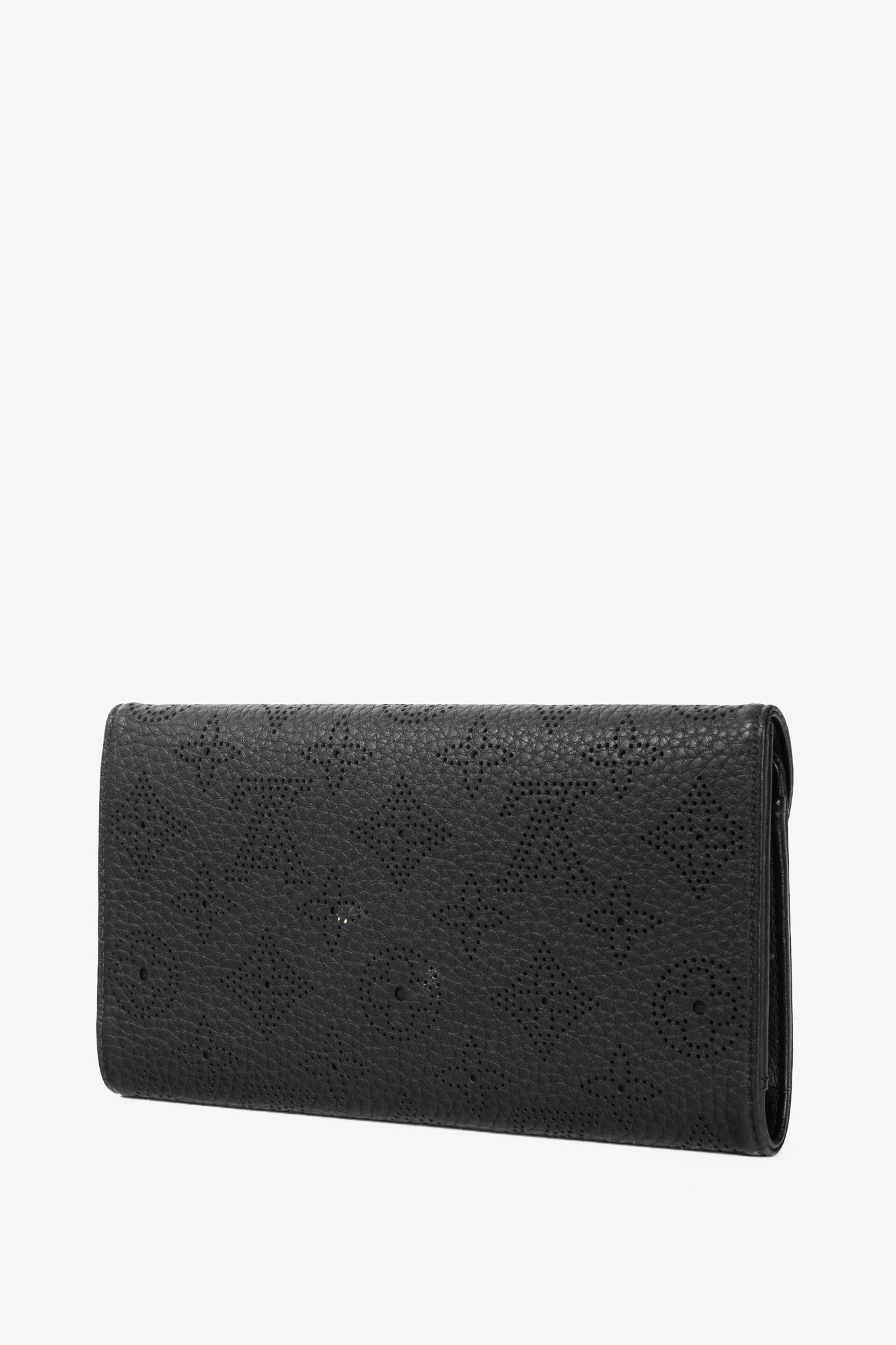 Louis Vuitton Amelia Black Mahina Perforated Leather Wallet