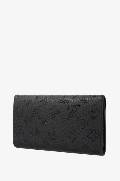 Louis Vuitton Amelia Black Mahina Perforated Leather Wallet