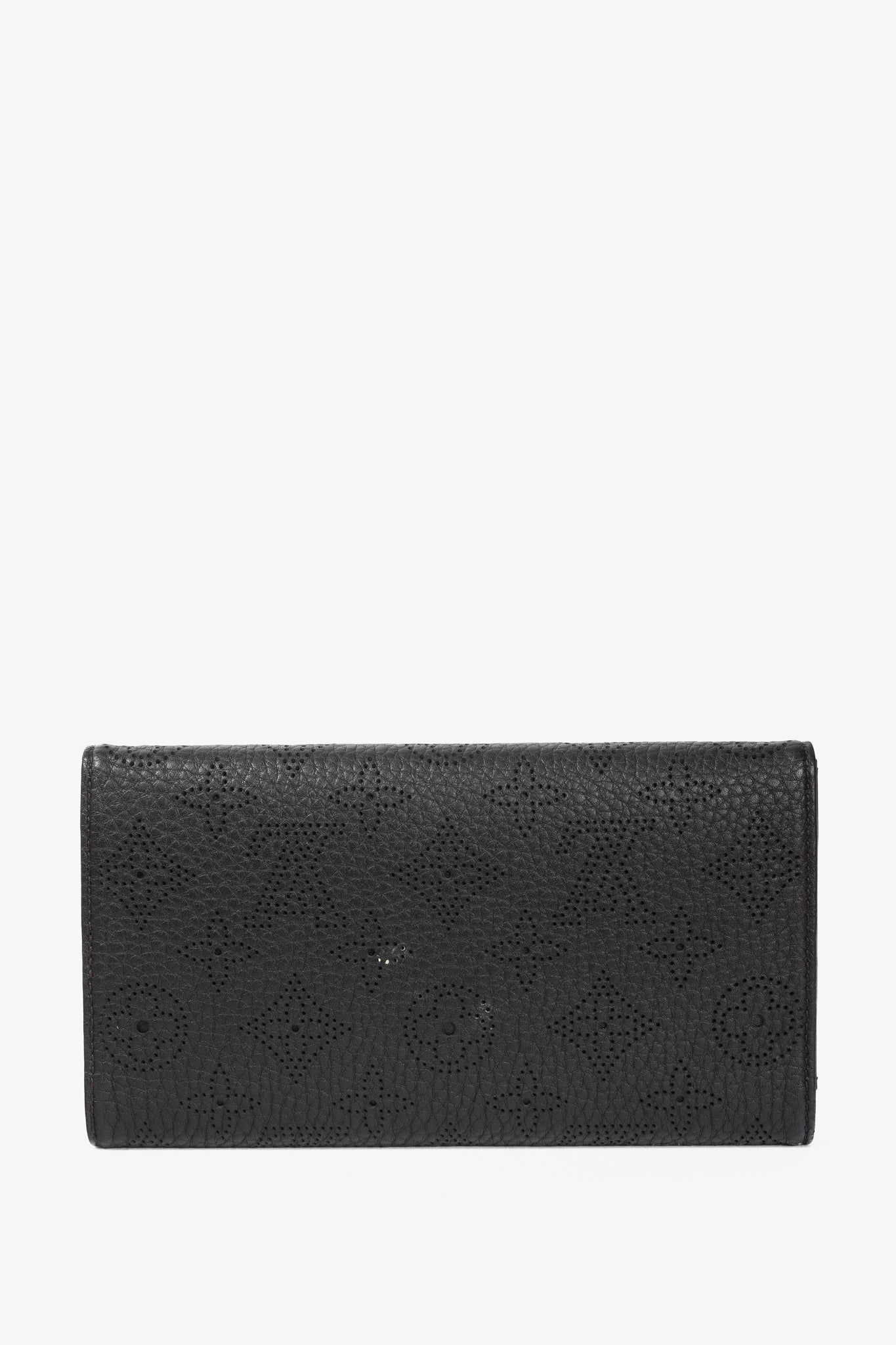 Louis Vuitton Amelia Black Mahina Perforated Leather Wallet