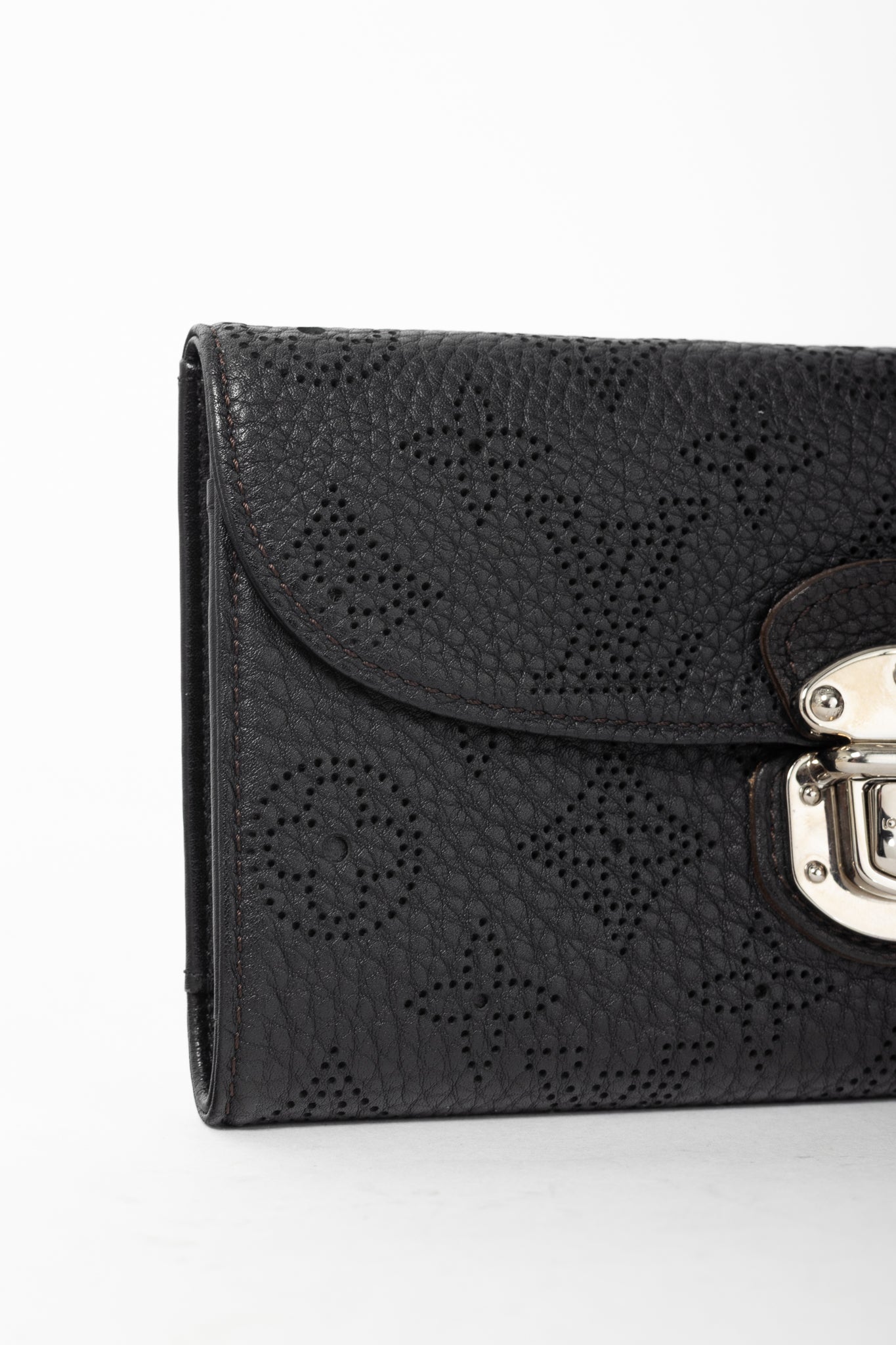 Louis Vuitton Amelia Black Mahina Perforated Leather Wallet